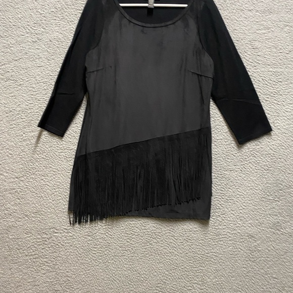 INC INTERNATIONAL CONCEPTS Shirt Women Large 3/4 Sleeve Fringed  Top - Picture 1 of 11